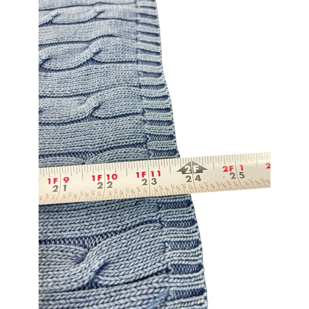 Polo Ralph Lauren Women’s Sweater L Distressed Blue Cable Knit V-Neck Preppy - Picture 5 of 11